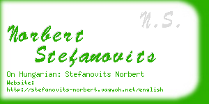 norbert stefanovits business card